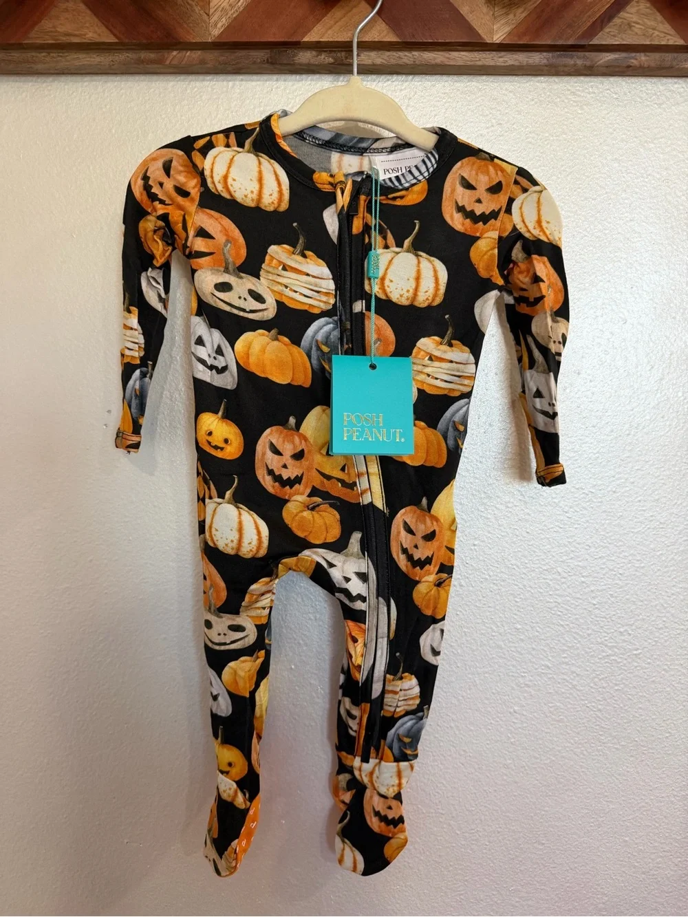 Posh Peanut Hitch Halloween Pumpkin Black & Orange Footie